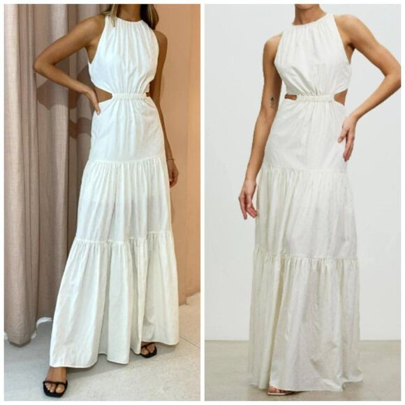 Significant Other Poppy Cut-Out Maxi Dress Ivory White Small - Picture 11 of 13